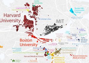 mapa universidades de boston